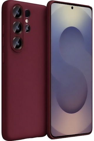 Samsung Galaxy S26 Ultra Uyumlu Kılıf Esnek Premium Yumuşak Silikon Telefon Kılıfı Kapak Bordo