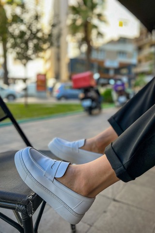 Roof Atelier Erkek Beyaz Loafer Ayakkabı - 421 - Cbt Bandera Beyaz
