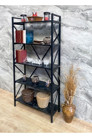 Demo Tanraf Erciyes Lüx Black Kitaplık 180X90 Büyük Boy Kitaplık