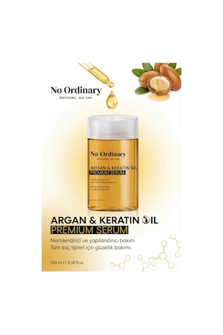 No Ordinary Premium Argan & Keratin içerikli Doğal Saç Bakım Yağı & Serum 100 ML