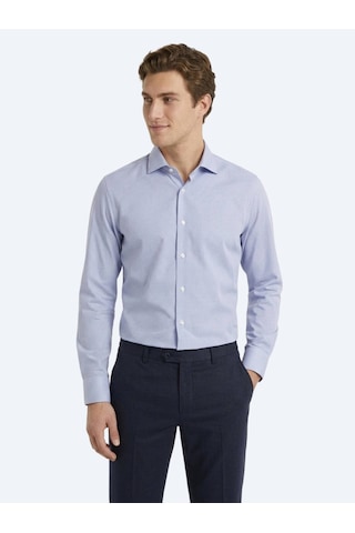 Kip Mavi Mikro Regular Fit Uzun Dokuma Casual %100 Pamuk Gömlek