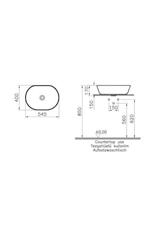 Vitra 7427B003-0016 Geo Oval Çanak Lavabo 55 CM Beyaz
