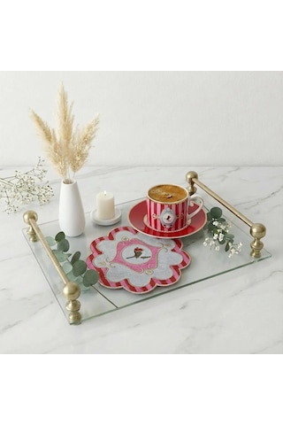 2 Adet Kırmızı Pip Studio Uyumlu Nakışlı Kuş Detaylı Sunum Ve Kokteyl Peçetesi 15x15cm Çok Renkli