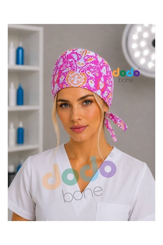 Pembe Desenli Cerrahi Bone , Medikal Bone , Doktor, Hemşire, Diş Hekimi Ve Veteriner Bonesi