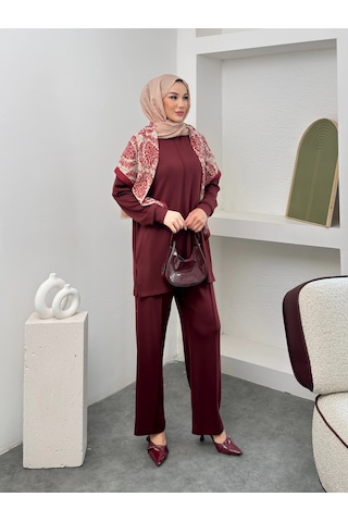 Mihran Butik Premium Model Modal Kumaş Kadın Alt Üst Takım Bordo