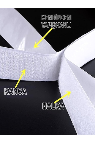 Yapışkanlı Cırt Bant 5cmx1m Beyaz Arkası Yapışkanlı Cırt Bant