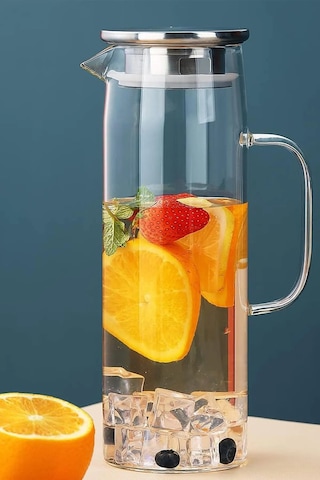 Kapris Metal Kapaklı Cam Sürahi 1300 Ml Sa6863