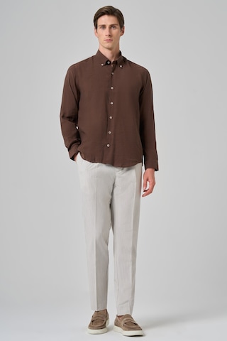 Morven Erkek Kahve Trend Düz Desen Dynamic Fit Düğmeli Yaka Gömlek 25ms004030400 Kahve Kahve