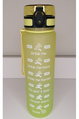 Shop-Set 1000 ML Tritan Motivasyonlu Su Matarası Neon Sarı