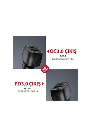 Acl Ac-85 Pd Quick Charge 3.0 Usbx2 6a 36 Watt Araç Içi Şarj Aleti