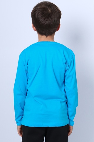 Erkek Çocuk Uzun Kollu Tshirt Karakter Baskılı Bisiklet Yaka E10 Turkuaz