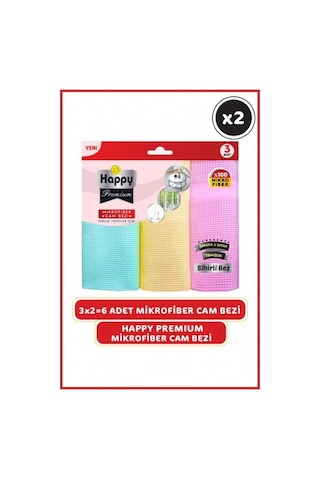 Happy Mikrofiber Premium Sihirli Cam Bezi 2 x 3'lü