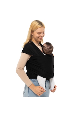 Noone Siyah Wrap Sling, Ergonomik Bebek Taşıma Şalı