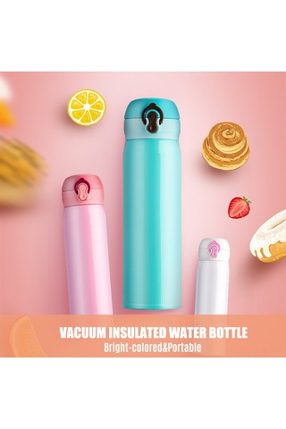 Shineyee Mavi 500ml 304 Paslanmaz Çelik Vakumlu Termos Bardak, 8 Kat Isı Yalıtımı, Tıklama Açılır Kapağı Ve Sızıntı Engeli