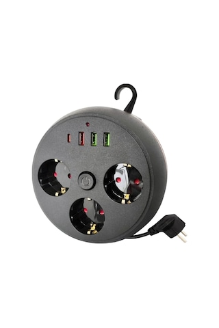Ev Ofis İçin Çoklu Priz 3 Priz 3 Usb Type C Güvenli Enerji Yönetimi