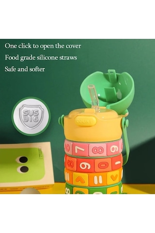 Elmpaly 316 Paslanmaz Çelik Yalıtımlı Su Şişesi, Okul Dijital Pembe 430ml Pembe Çok Renkli