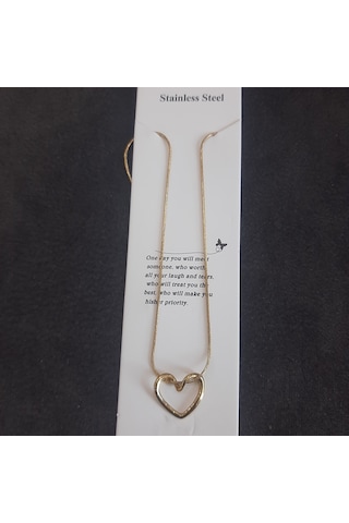 Stainless Steel Çelik Kolye Sade Kalp Gold