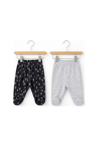 HelloBaby 2'li Bebek Tek Alt Pantolon Siyah-gri
