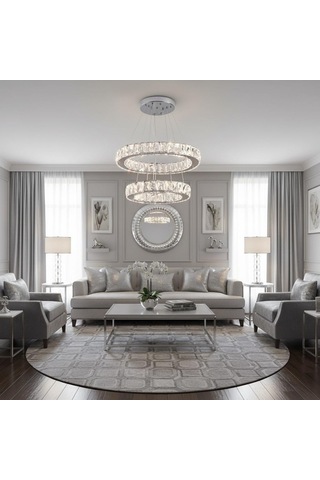 Kristal 2 Katlı Uzaktan Kumandalı 20-30 Cm Avize Krom