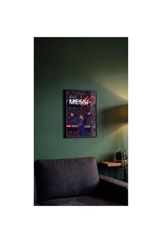Lionel Messii Barcelona Siyah Çerçeveli Tasarım Tablo Futbol Poster