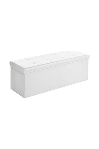 Songmıcs Tabure 120 Litre, Saklama Kutusu, Tabure, Katlanabilir, 300 Kg'a Kadar Yük, Sentetik Deri Kapak, Döşemeli, Beyaz Lsf702 Açık Bej