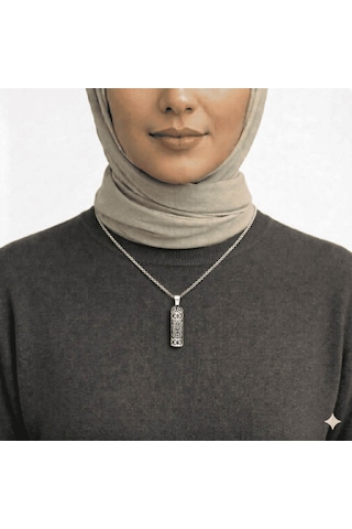 Nalı Şerif Işlemeli 925 Ayar Gümüş Cevşen Kolye (393309391)