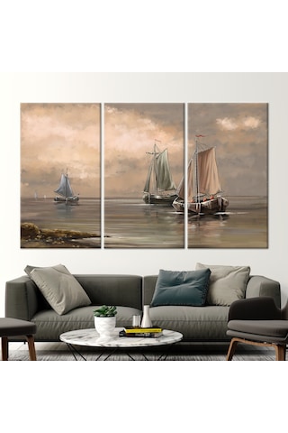 120x180cm 3 Parçalı Kanvas Tablo, Deniz Aşığı