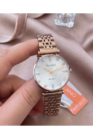 Ferrucci Milano Fc78951 Çelik Kordon&kasa Kesme Camlı Jübile Kordon Kadın Kol Saati Rose Gold