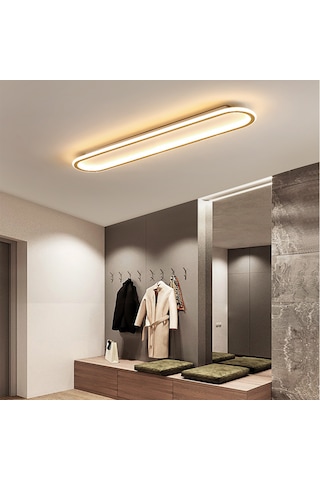 Gold Oval 120x16cm Kumandalı,dimli 3 Işık Rengi, Led Tavan Lambas Beyaz - Eskitme