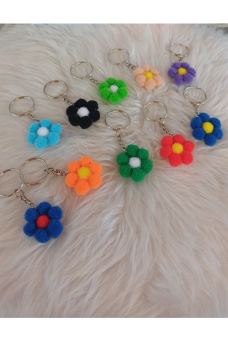 Çiçek Anahtarlık - 20 Adet - Renkli Anahtarlık - Hediyelik Anahtarlık Çok Renkli