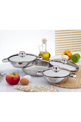 Gülsan Çelik Sahan Set 3 Lü Çelik Kapaklı 16 18 20 CM