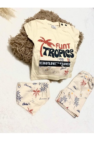 Minaz Baby Önlüklü Şortlu Takım Bej