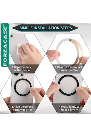 Forzacase Apple Uyumlu iPhone İçin Metal Magsafe Halka Yüzük Ring Siyah Fc1032