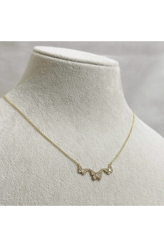 Butterfly Zirkon Kolye Gold Gold