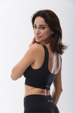 Seamless Siyah Toparlayıcı Sporcu Bra Siyah