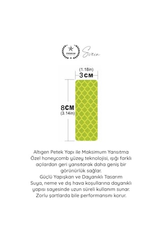 Reflektör Reflektör Honeycomb Reflektif Güvenlik Bandı Altıgen Petek Dokulu 10 Adet Sticker Seti Ya