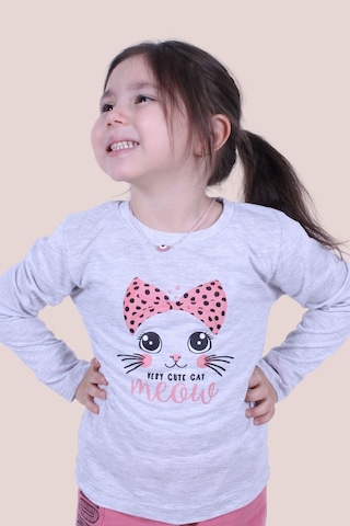 Fyk Kids Kız Çocuk Uzun Kol Sweatshirt Gri