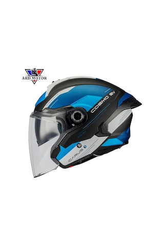 Mt Helmets Cosmo Sv Icarus B7 Mat Güneş Vizörlü Yarım Kask Mavi