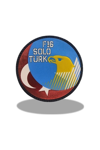 Single Sword Solotürk F-16 Kabartmalı Plastik Cırtlı Arma Patch 9.5 Cm Çok Renkli