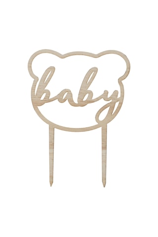 Ahşap Baby Shower Pasta Süsü - Teddy Bear Tüm Yaşlar