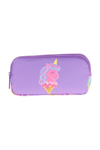 Kaukko Kids Üç Bölmeli Lila Pembe, Unicorn Desenli, Kız Çocuk Okul Kalemliği - L8224 Lila - Pembe