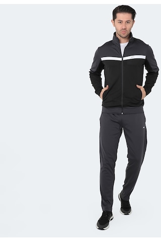 Slazenger RAMOS Erkek Fermuarlı Dik Yaka Cepli Koyu Gri Eşofman Takımı