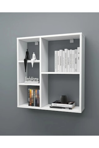 Reyo Enda Home Myra 5 Gözlü Çok Amaçlı Modern Duvar Rafı Beyaz Beyaz