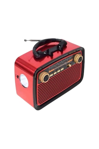 Nostaljik - 68 - Görünümlü Ahşap Radyo Tf Sd Usb Girişli Led - Ilkestor - Fener Işıklı