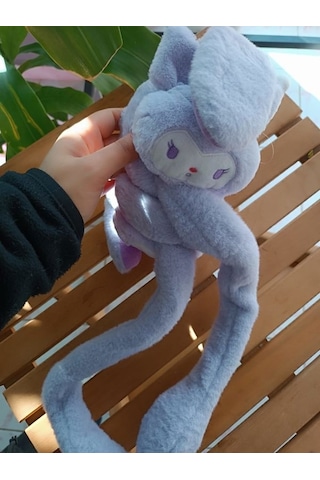 Kulakları Hareket Eden Sesli Peluş Kuromi Peluş Kulaklık Taç Mor