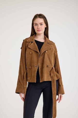 Oversize Bayan Süet Deri Ceket Vb-2 Bk-2791 - 24027 Kahverengi