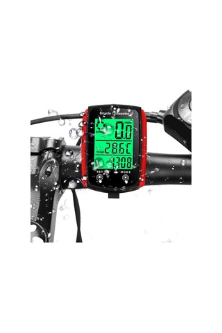 Aubyhe Abs Su Geçirmez Bisiklet Kablolu Lcd Bilgisayarı: Hız Ve Mesafe Ölçer, Gece Aydınlatması, Siyah-kırmızı Kırmızı
