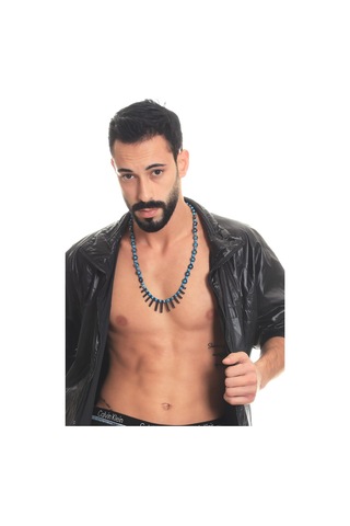 Labalaba Erkek Doğaltaş El Yapımı Tasarım Kolye Siyah