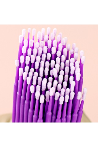 Wezone Mor 100'lü Cam Kavanozlu Tüy Dikiş, Göz Kaş Dudak Temizlik Cotton Budu - Fonksiyonel Diş Temizleme Mikro Fırça