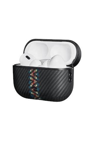 Apple Uyumlu AirPods Pro Kılıf Magsafe Özellikli 600d Aramid Fiber Pitaka Orchestra Serisi Rhapsody Siyah-mavi